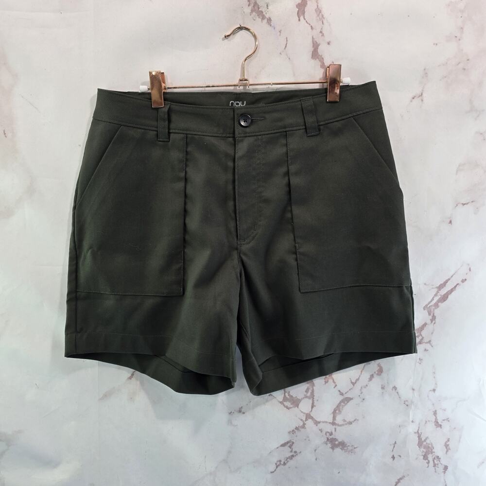 Nau Shorts Womens 12 Green High Rise Organic Cotton Hemp Army Military REI Gorp
